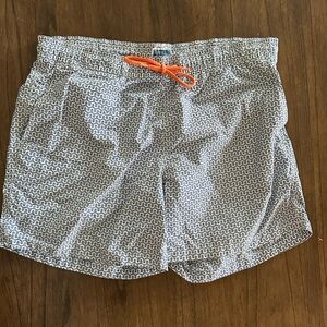 J. Crew White and Orange Swim Trunks